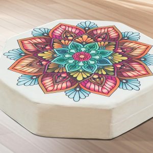 Octagonal Floor Pillow, Large 22" Cushion with Memory Foam and Soft Velvet Cover, Ideal for Comfortable Seating, This Multi-Color  Design Enhances Living Room Decor.