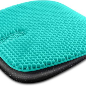 Gel Seat Cushion for Long Sitting, Gel Cushions for Pressure Sores Relief, 18.5x17.3x1.2 Inches Cooling Gel Car Seat Cushion, Seat Cushions for Office Chairs with Breathable Nonslip Cover