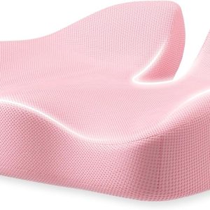 Seat Cushion, Extra Large Memory Foam Cushion for Office Chair Cushions, Ergonomic Cushions Pad Pillow for Pressure Relief Sciatica & Pain Relief for Long Sitting, Pink
