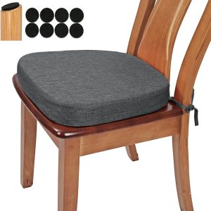 Thickened 2.5" Friendly Woven Fabric Dining Chair Cushion, U-Shape High Density Foam Comfortable Chair Pad for Kitchen, Slip Resistant Indoor Seat Cushion (1 Piece, Dark Gray)